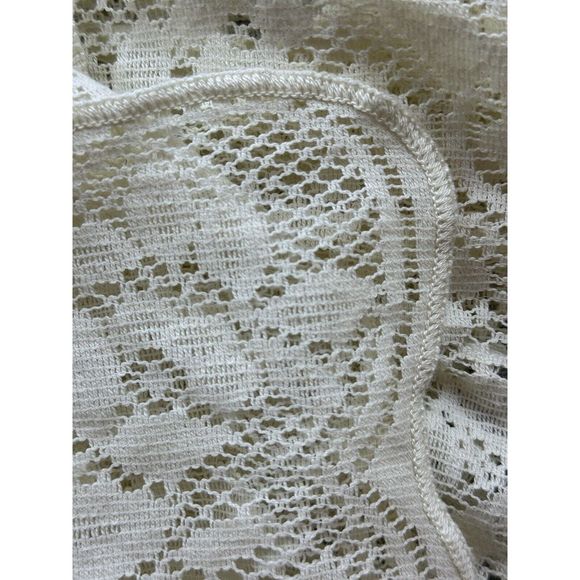 Vtg Quaker Lace Style Tablecloth 82x64 Floral Ivory Cream Rectangular Scalloped - Picture 4 of 6